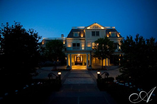 becky-and-danny-wedding-evening photograph of the Chanler at Cliff Walk- wedding venue in Newport RI