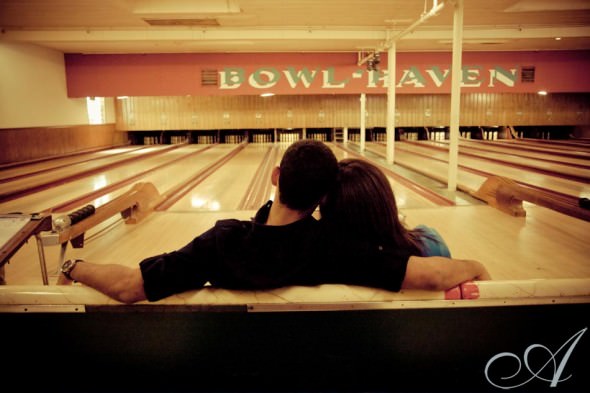 shelley and andreas engagement session at sacco's bowl haven outside boston ma