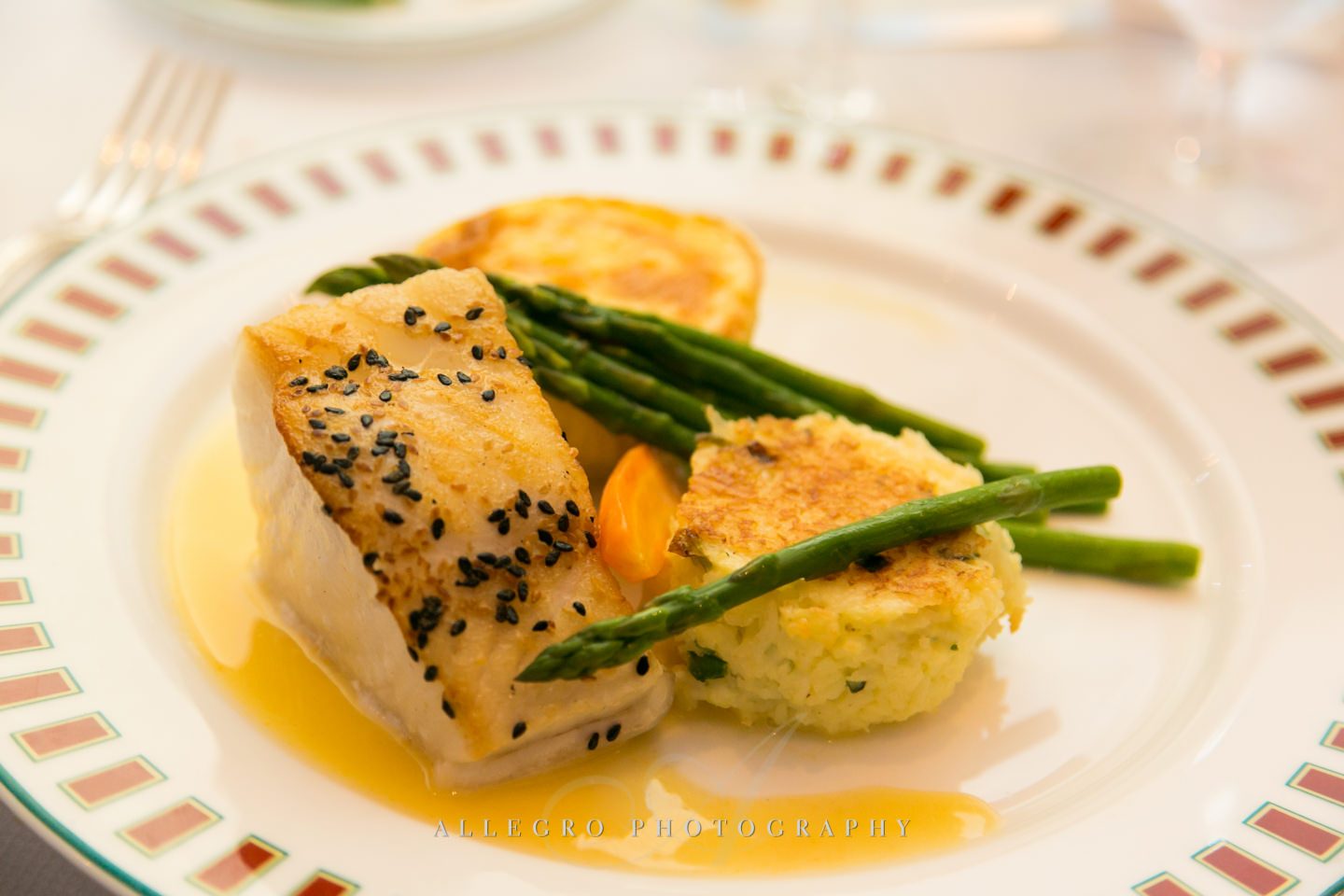 seafood dinner option with asparagus- photo by allegro photography