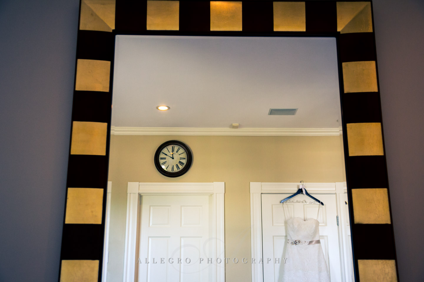 wedding gown reflection with time of day - photo by Allegro Photography