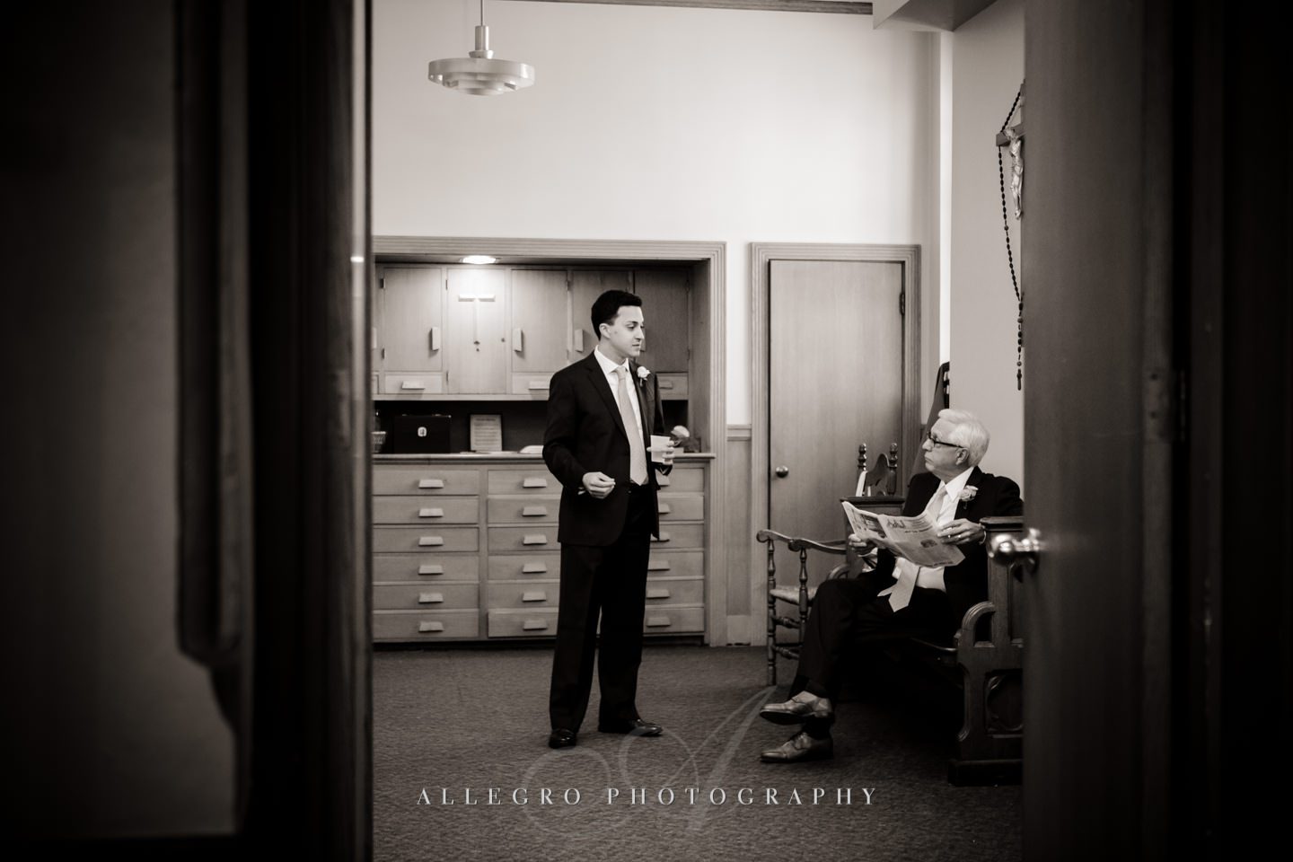groom waiting for ceremony with his father - photo by Allegro Photography