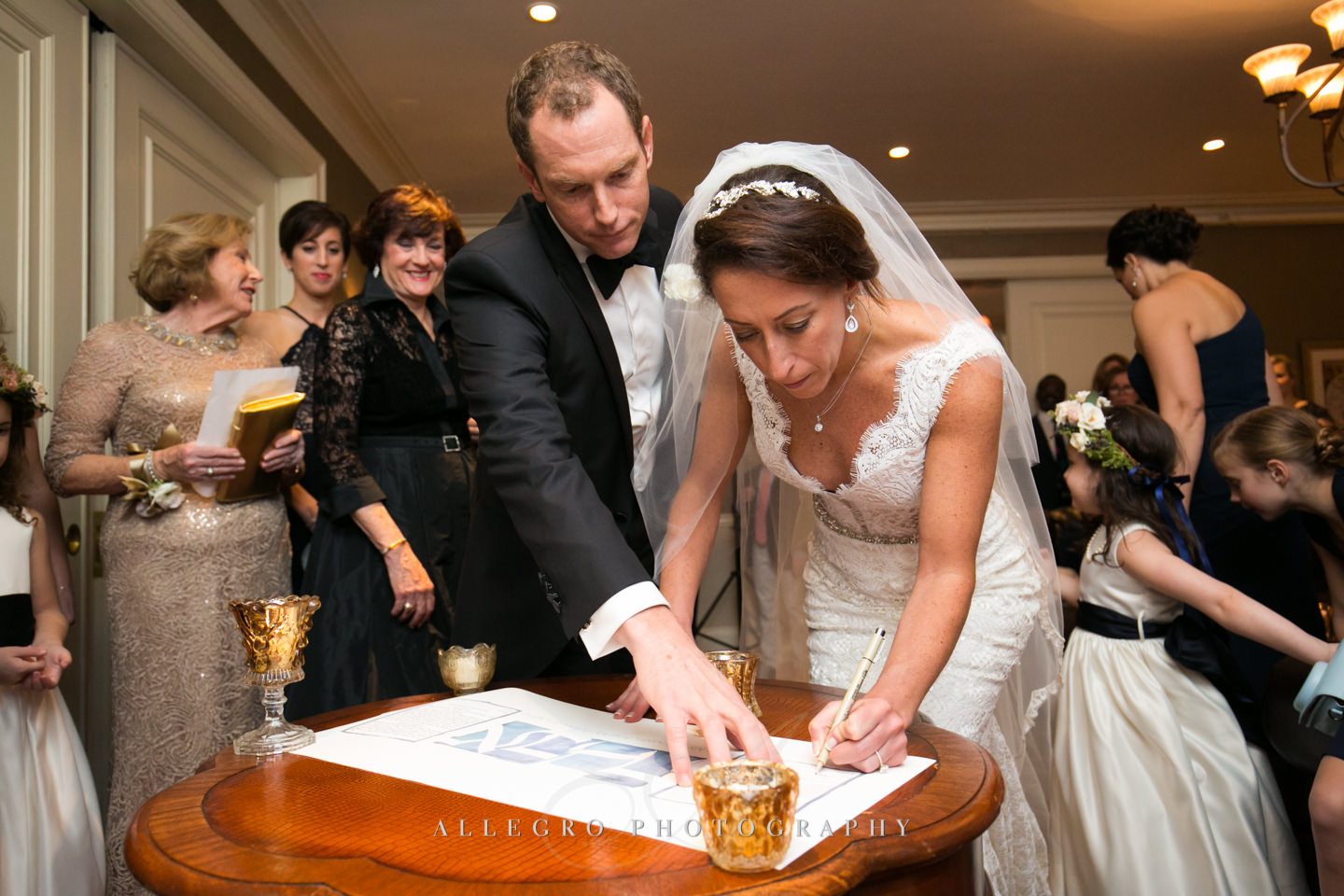 signing the ketubah at oceancliff -photo by Allegro Photography
