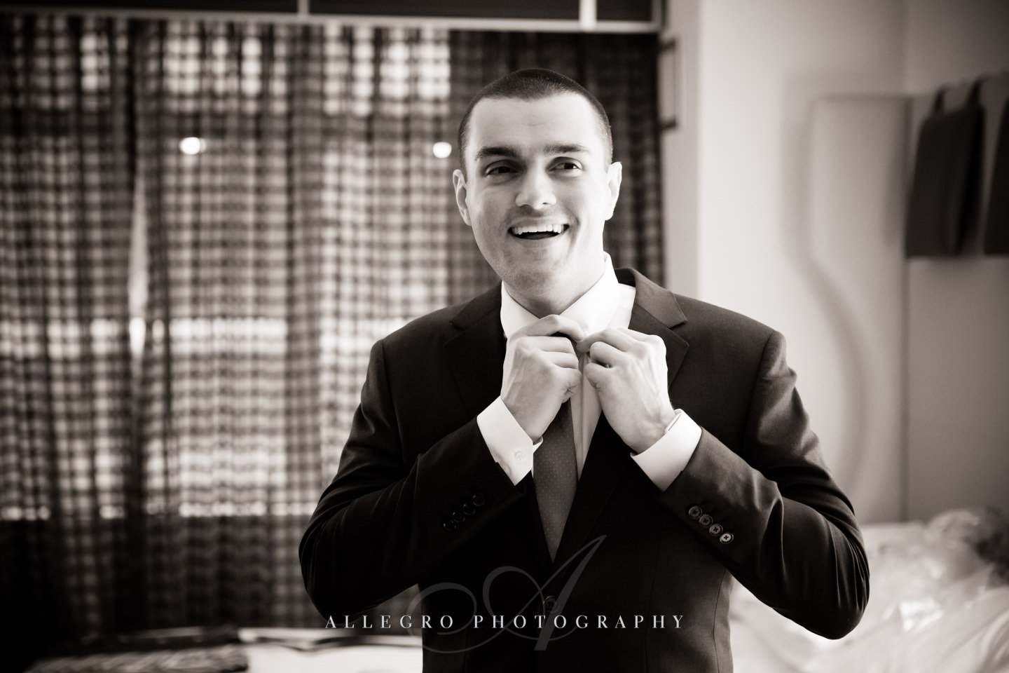 groom prep wedding day - hotel nine zero -photo by allegro photography
