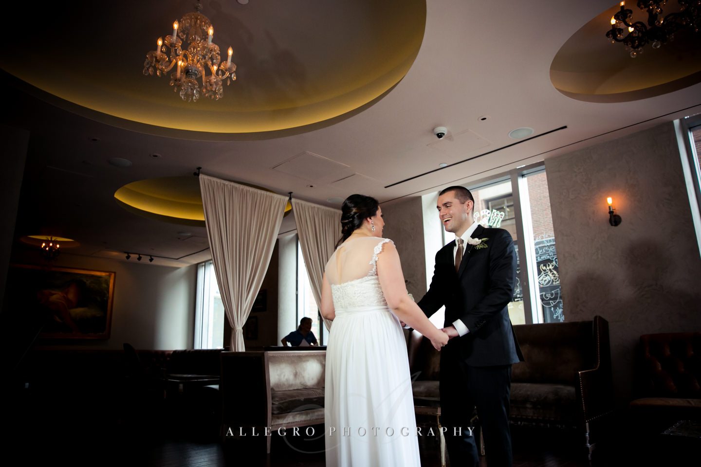 checking her dress out -photo by Allegro Photography