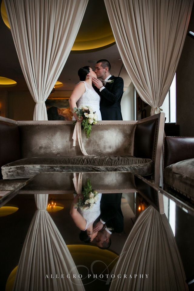 reflection portrait of bride and groom -photo by Allegro Photography