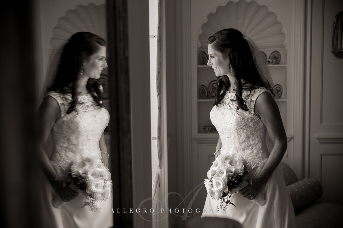 a portrait and a reflection of the bride- photo by Allegro Photography