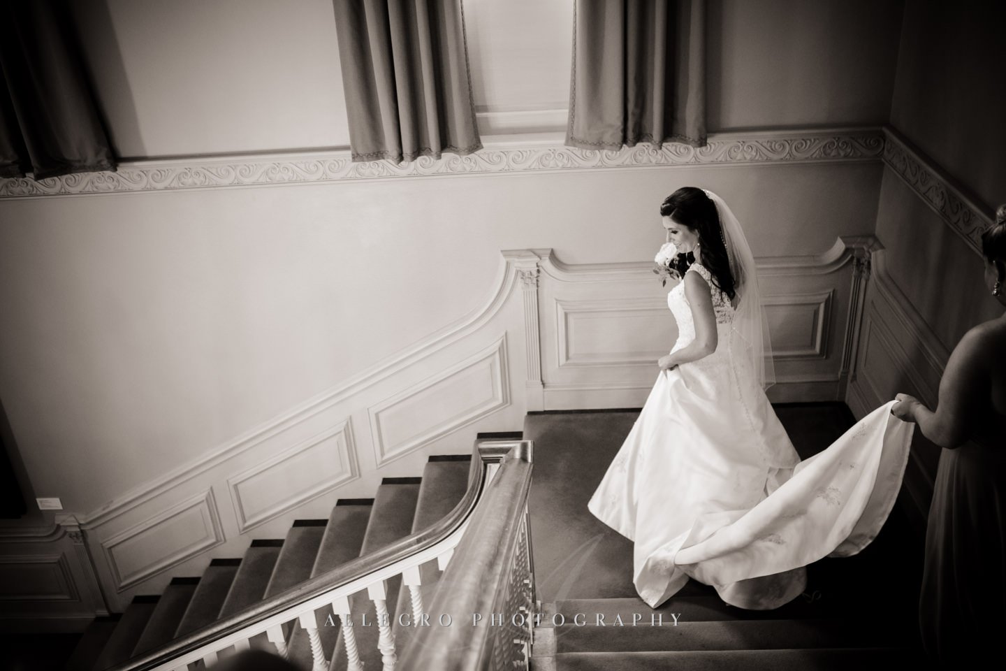 grand staircase bride- photo by Allegro Photography