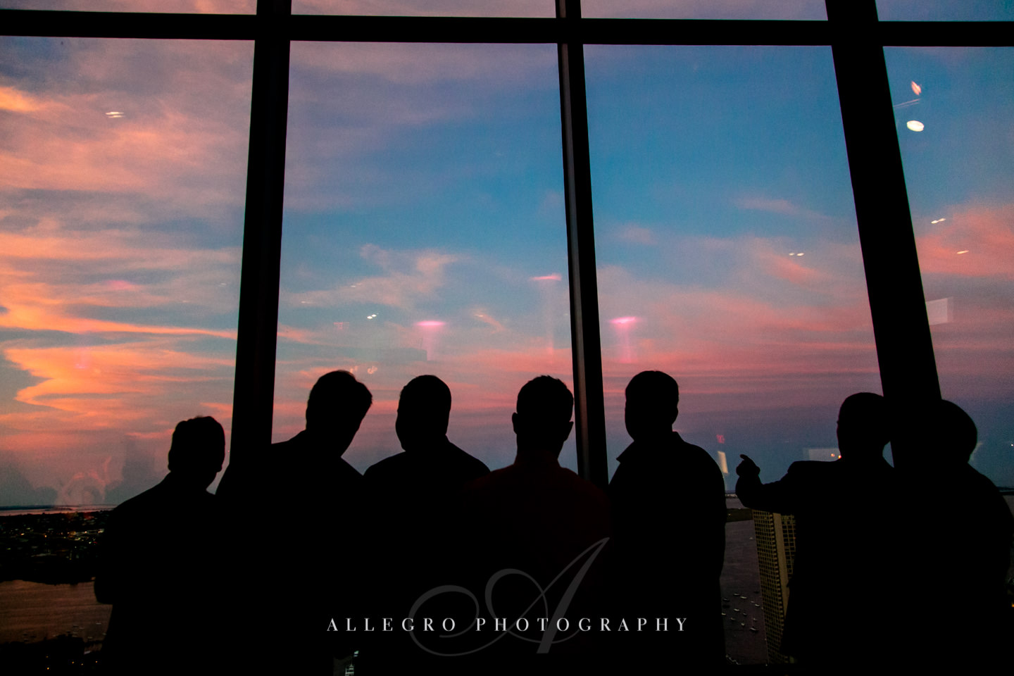 summer wedding sunset view at the state room longwood events venue