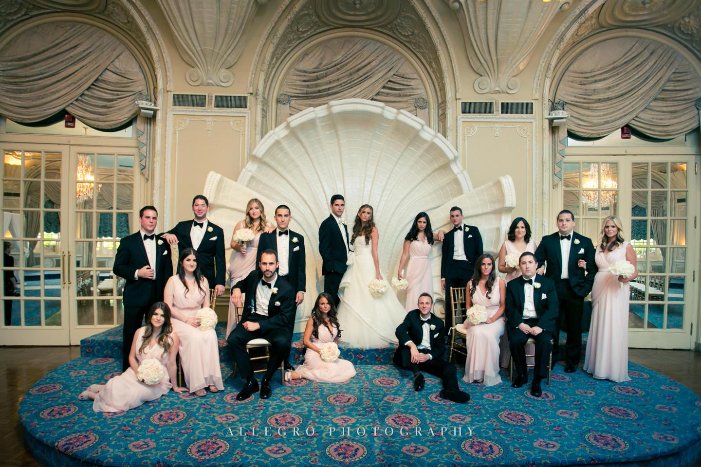 vanity fair-vogue wedding party portrait fairmont copley plaza band shell - photo by Allegro Photography