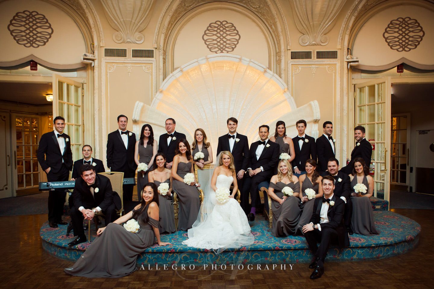vogue style vanity fair inspired wedding party portraits - fairmont copley plaza wedding photo by Allegro Photography