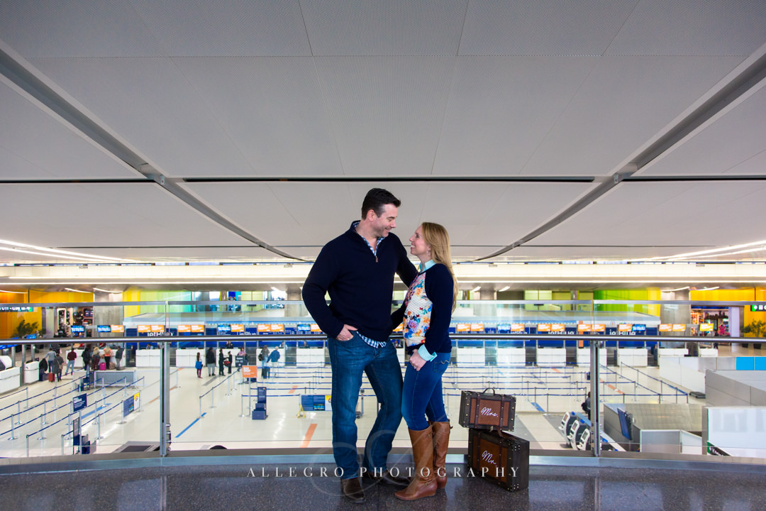 boston airport bride and groom - photo by allegro photography