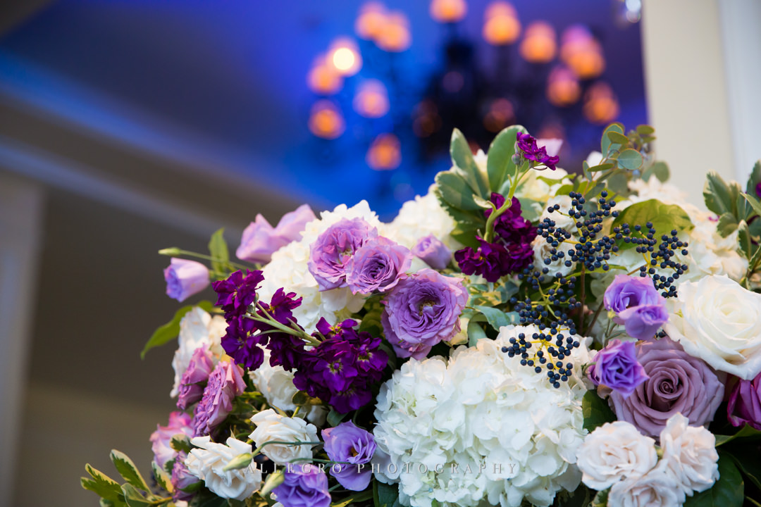 purple and white wedding bouquet - photo by allegro photography