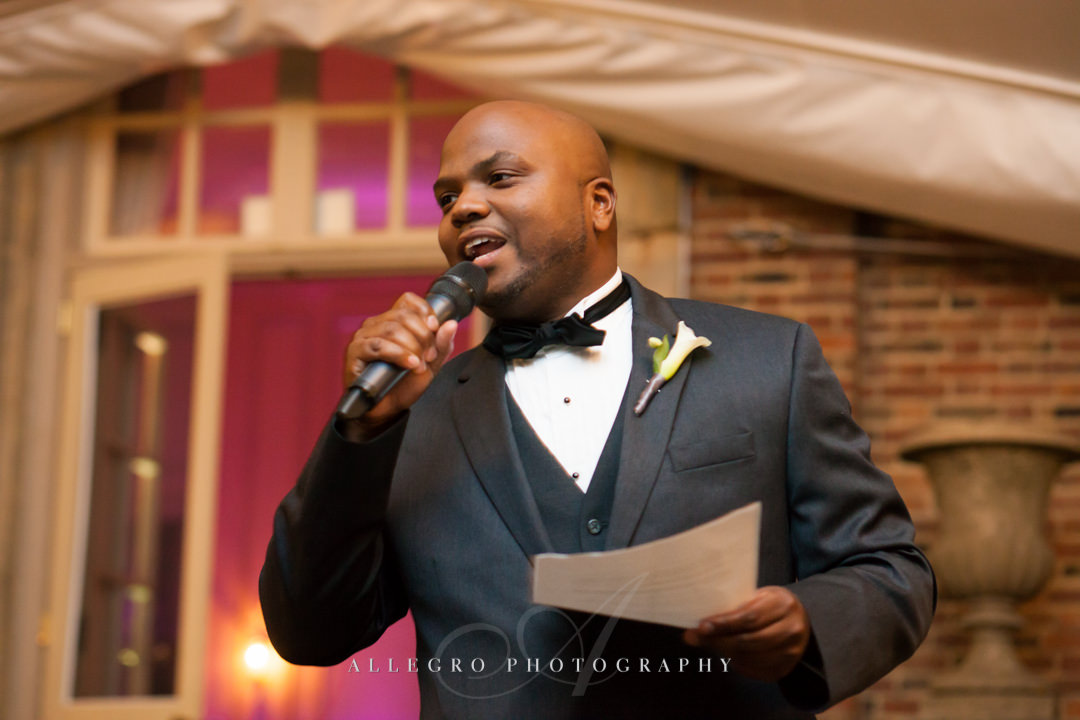 wedding toast at the crane estate - photo by allegro photography