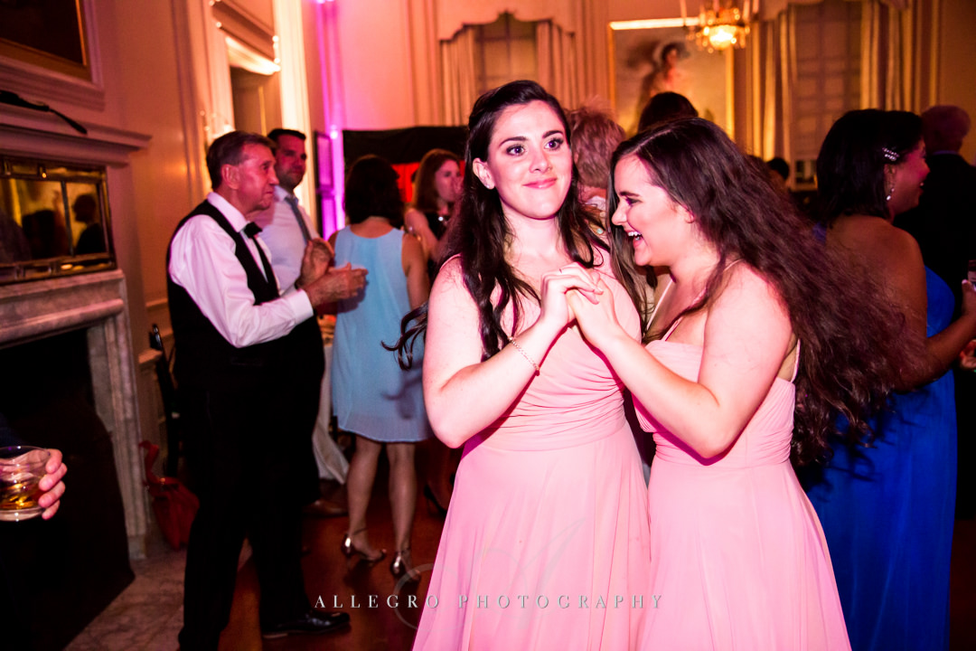 bridesmaids dancing at the crane estate - photo by allegro photography