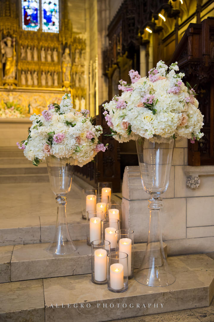 boston chapel wedding white and peach flowers - photo by allegro photography