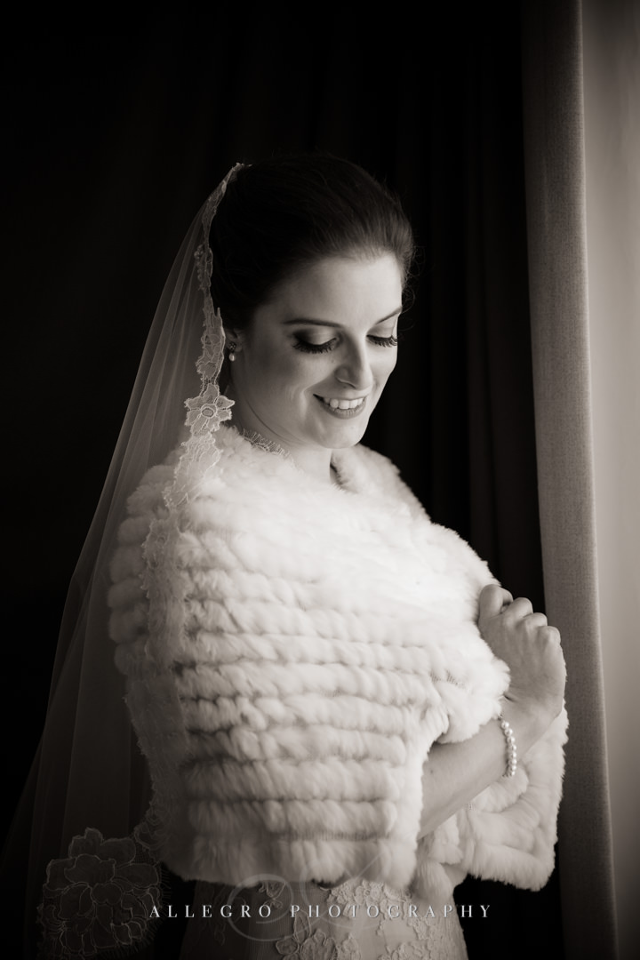 black and white bridal portrait boston - photo by allegro photography