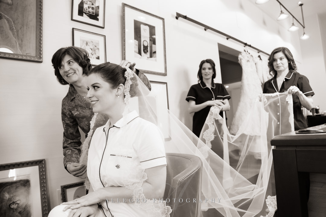 bride getting ready at the hotel commonwealth - photo by allegro photography