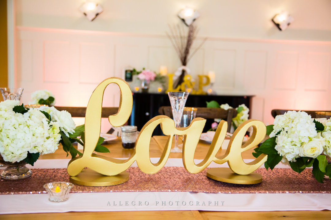 gold and pink wedding decor at mirbeau inn & spa - photo by allegro photography