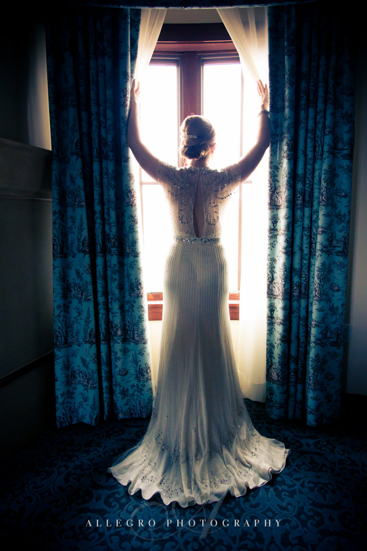 dramatic bridal portrait at mirbeau inn & spa - photo by allegro photography