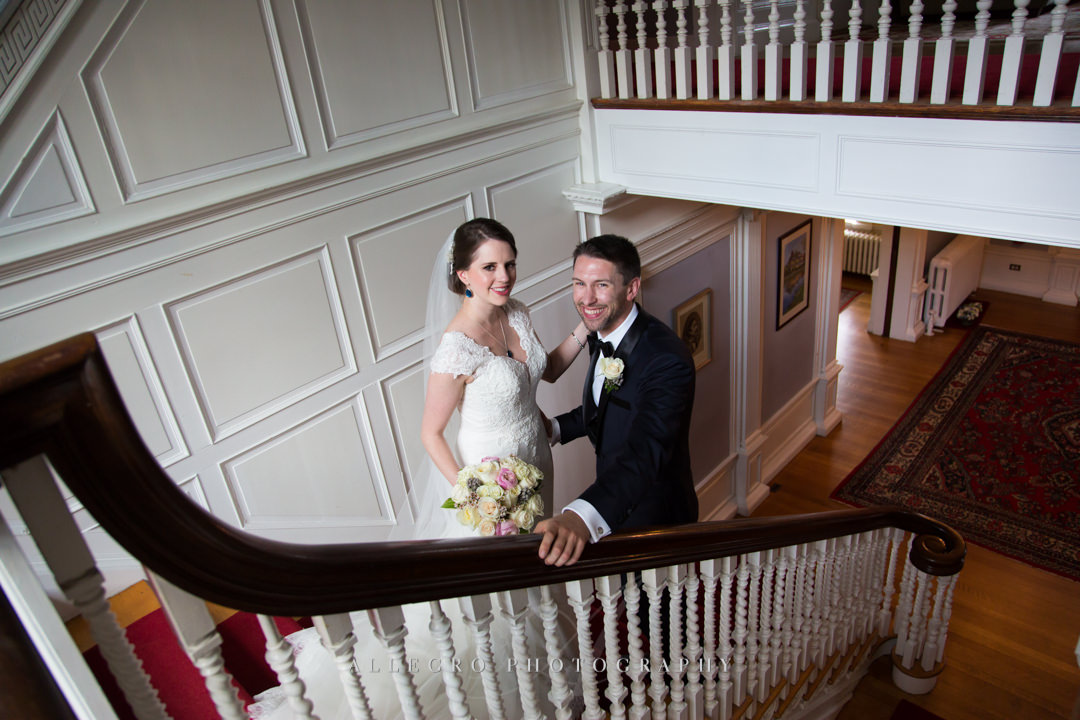 bride and groom at the pierce house - photo by allegro photography