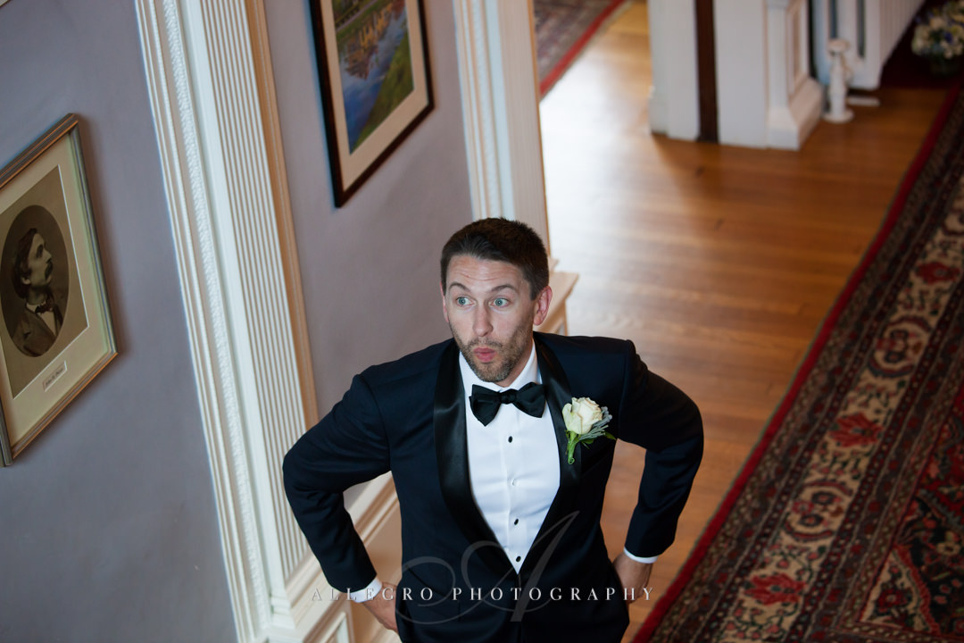 groom's first look at the pierce house - photo by allegro photography