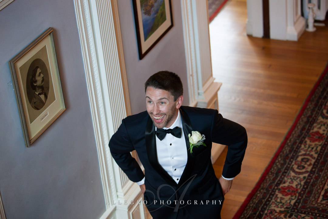 groom's first look at the pierce house - photo by allegro photography