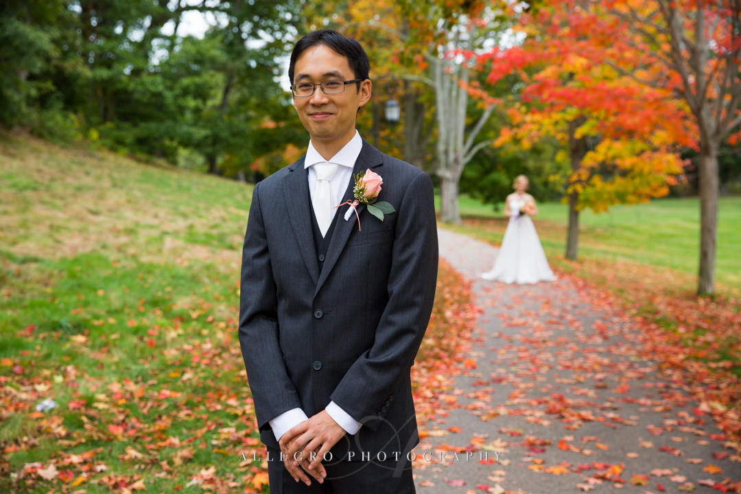 fall wedding first look boston - photographed by Allegro Photography