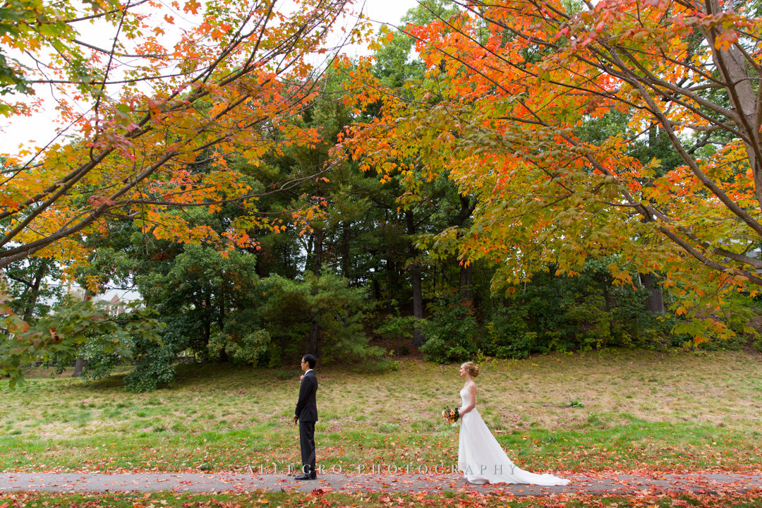 outdoor fall first look in boston - photo by allegro photography