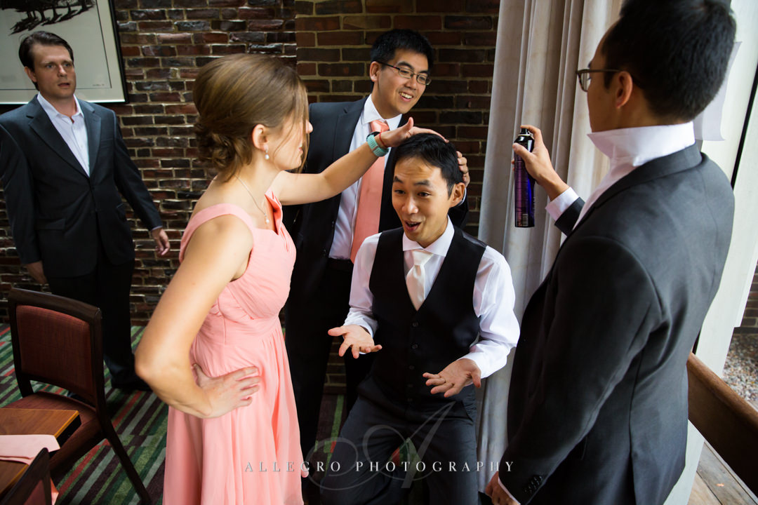 groom getting ready at the wellesley college - photo by allegro photography club