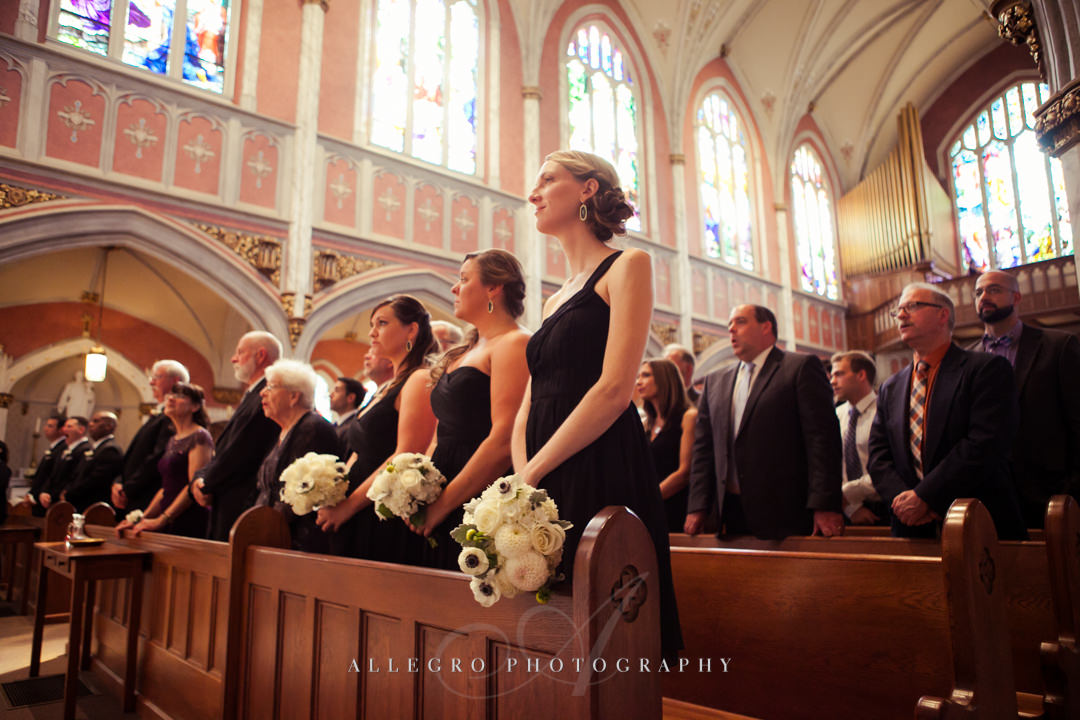 black bridesmaid dresses church wedding - photographed by allegro photography