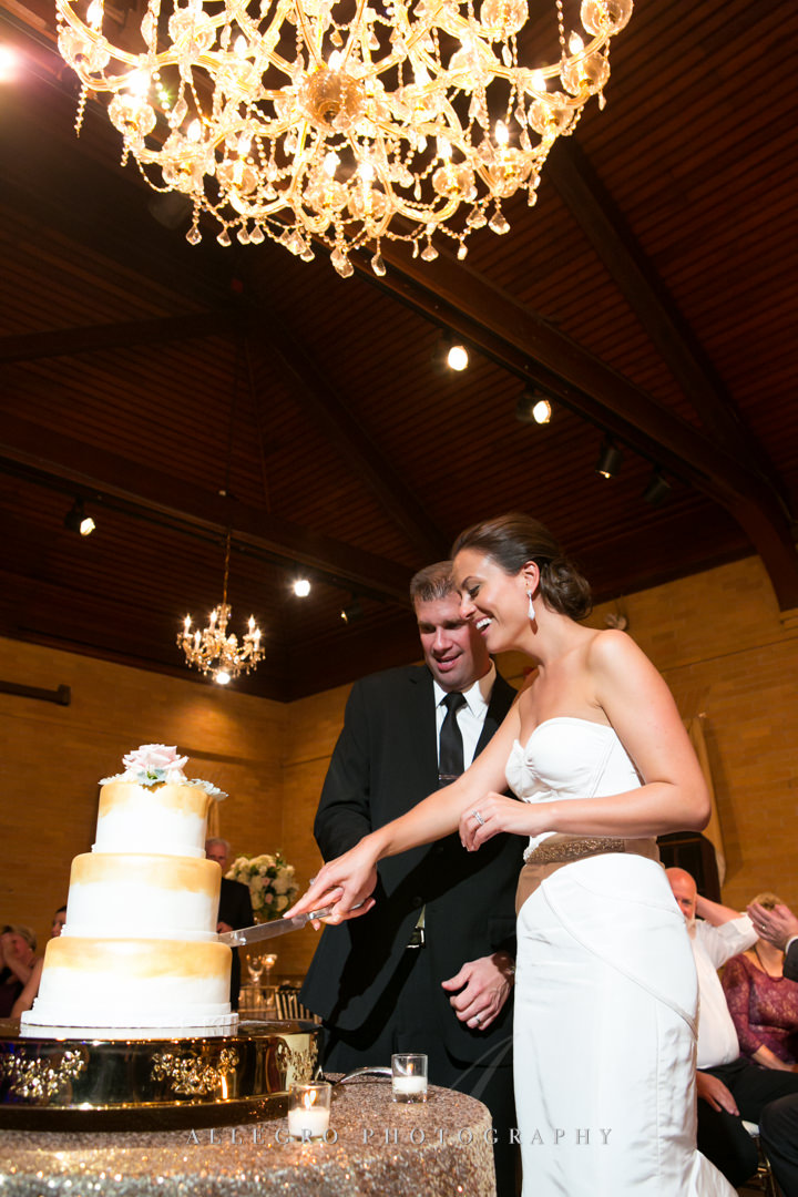 wedding reception cutting the cake linden place - photographed by allegro photography