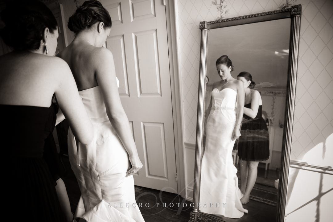 bride getting dressed boston - photographed by allegro photography