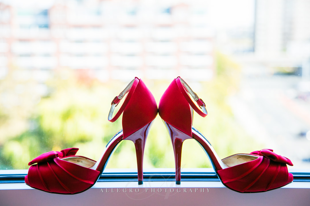 red wedding shoes - Photographed by Allegro Photography
