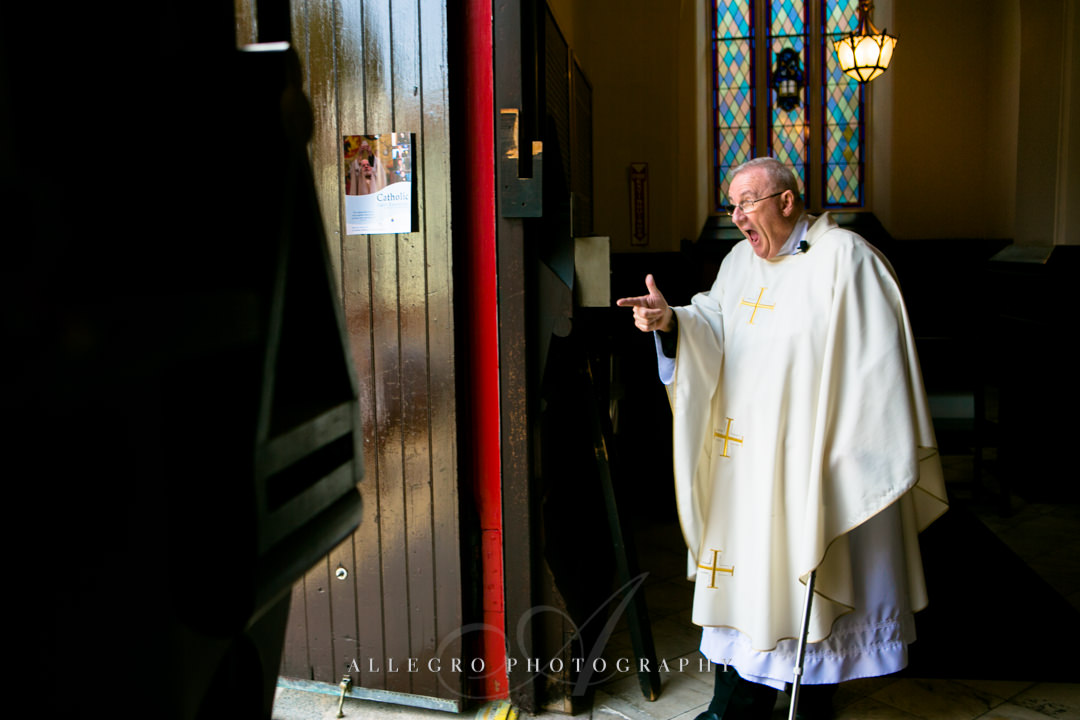 funny wedding priest boston - photographed by allegro photography