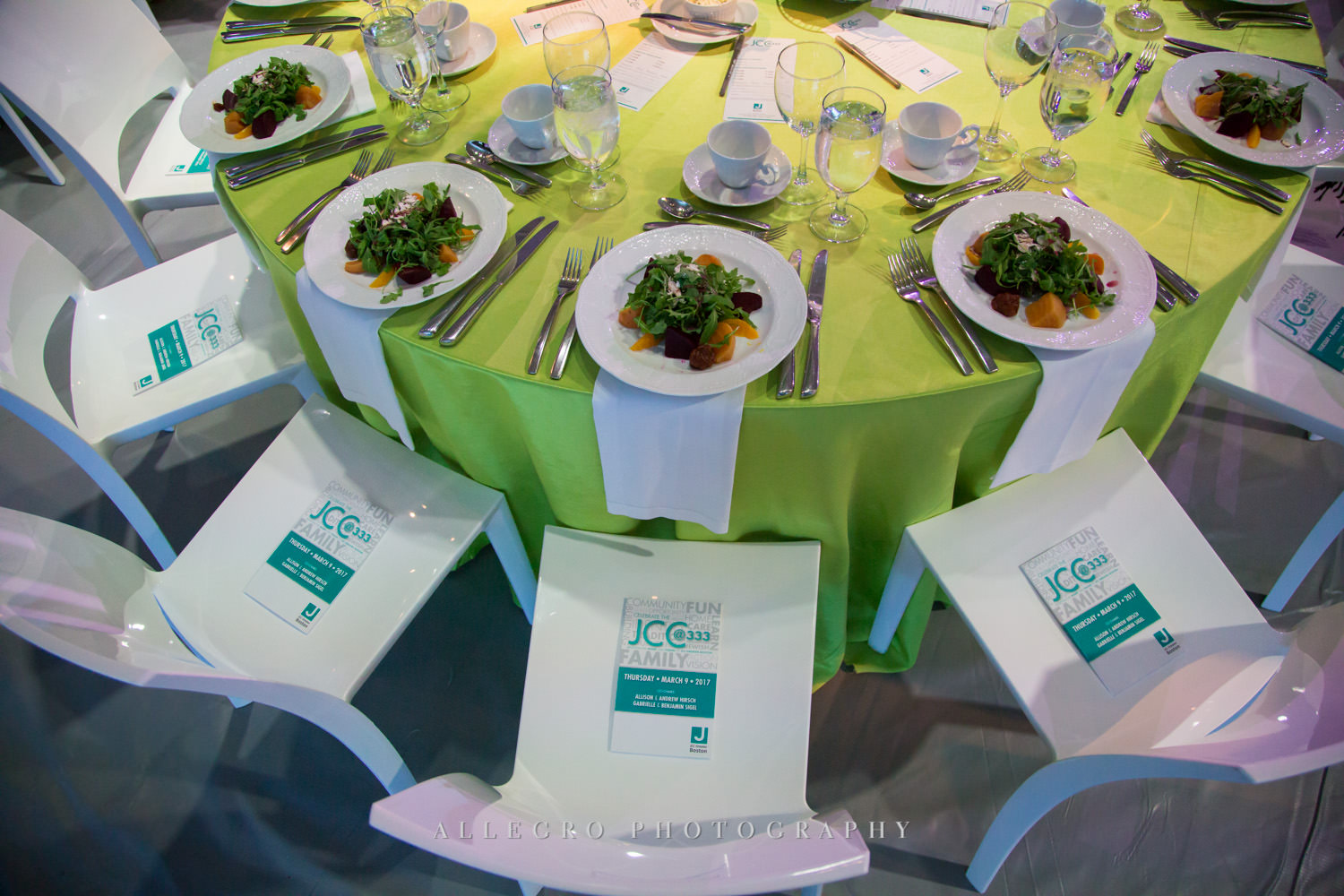 Nonprofit event tables photographed by Allegro Photography