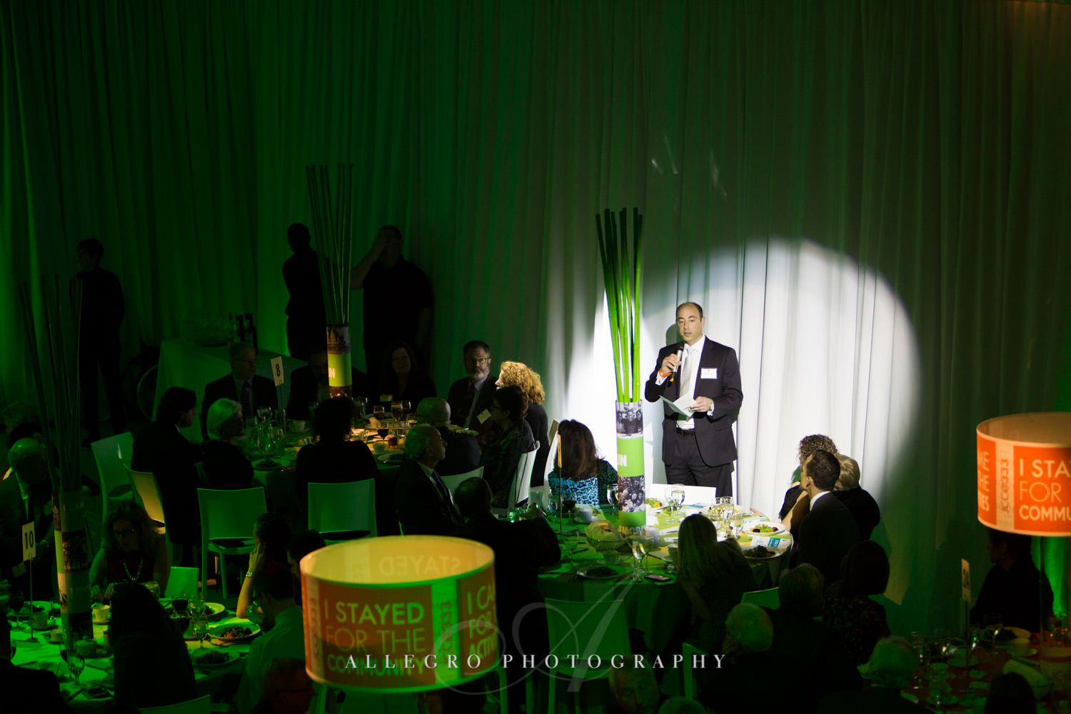 Speaker at nonprofit event for JCC@333 photographed by Allegro Photography 