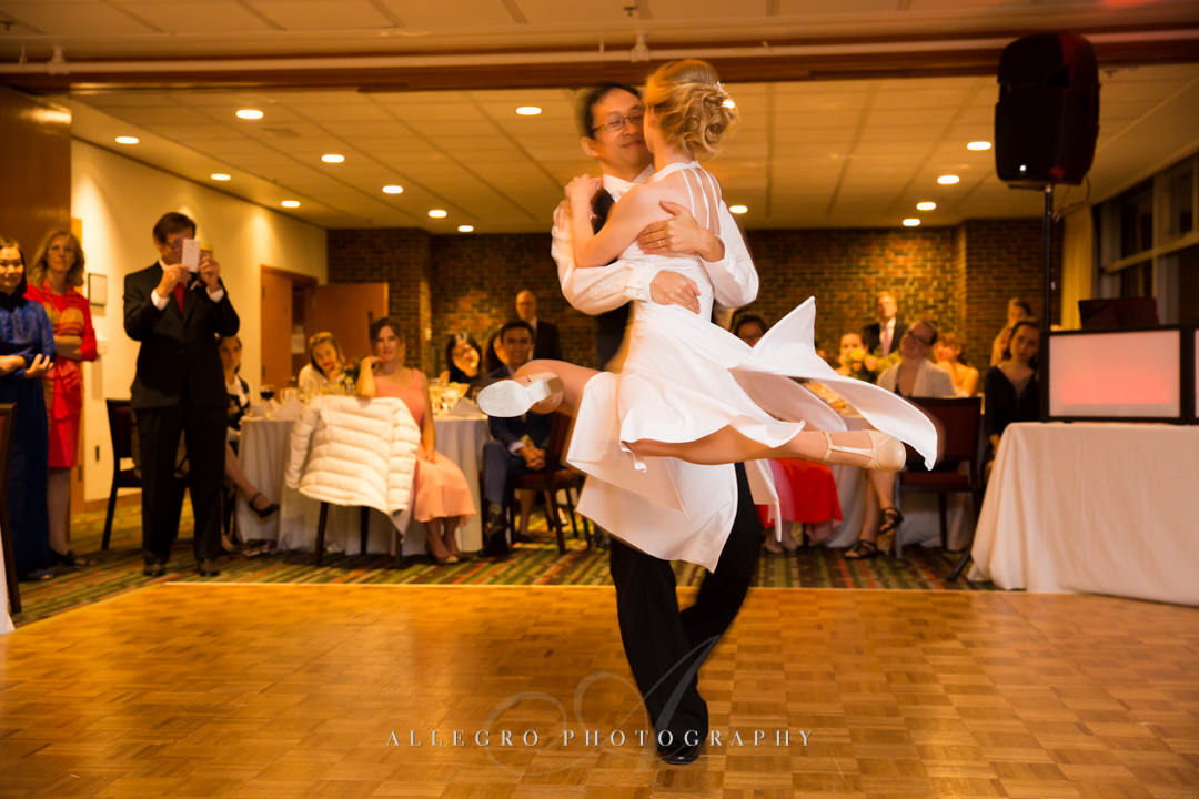 Bride and groom ballroom dancing