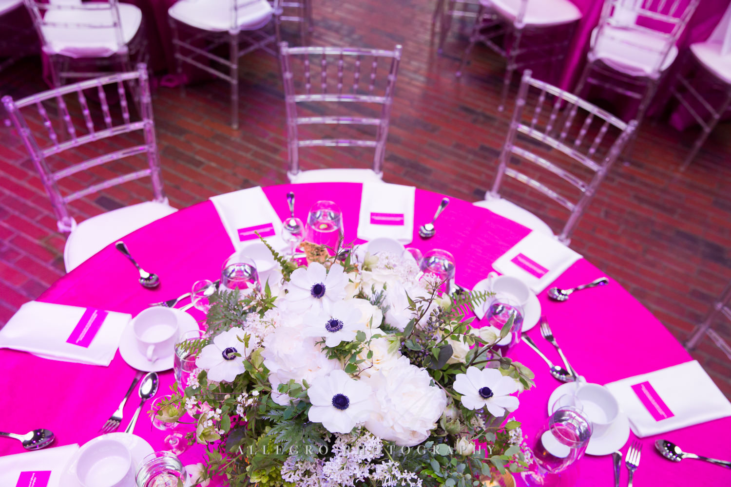 hot pink linens rosie's place gala boston non-profit event photography