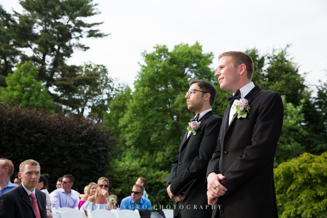 allegro photography: groom awaits bride at elm bank wedding