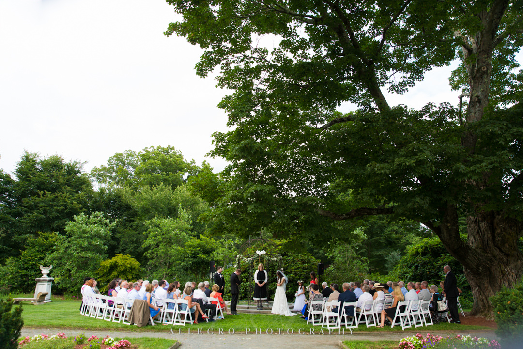 allegro photography: elm bank reservation ceremony by the gazebo arch under the tree