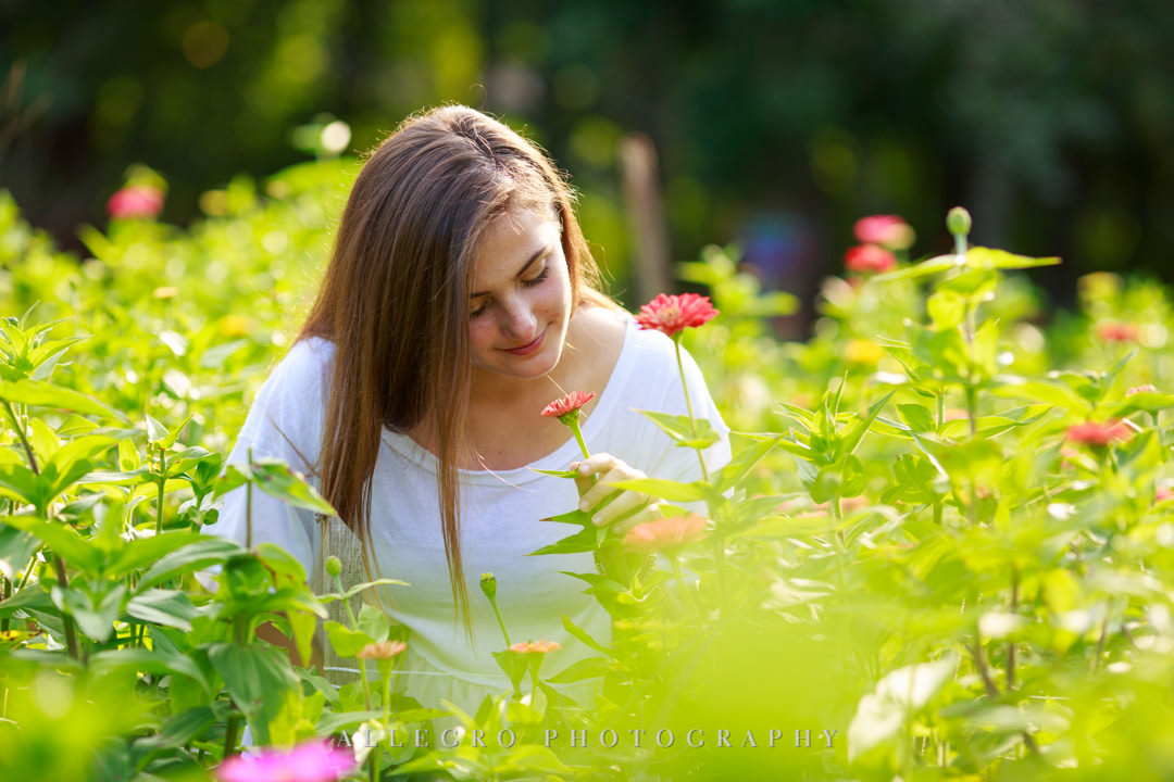 allegro photography senior photos- stop and smell the flowers