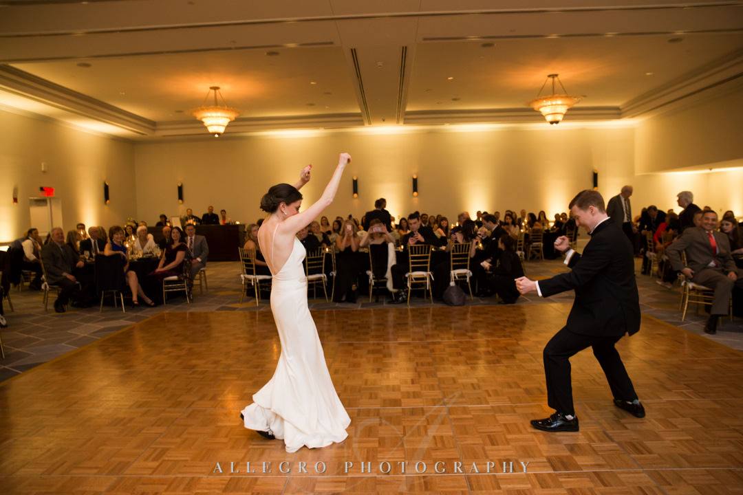 Bride and groom have their first dance