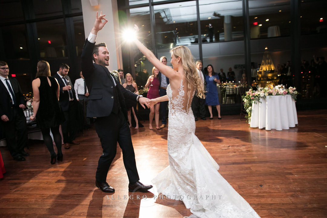 bride and groom fun dancing