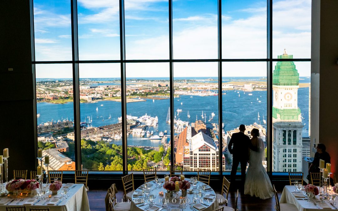 view of boston from state room wedding